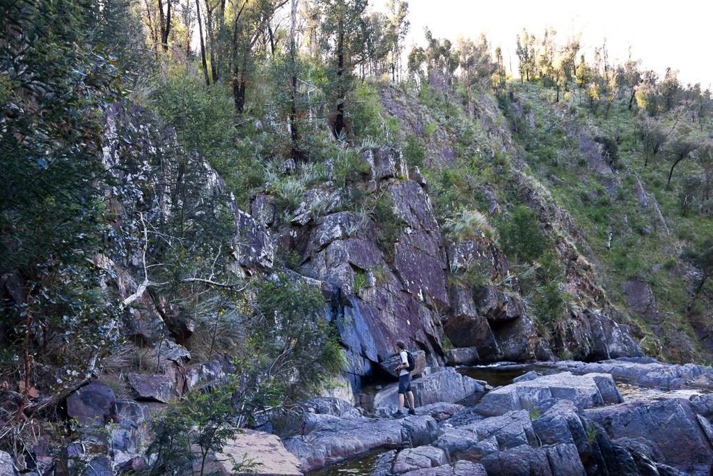 climbing-rock-wall-next-to-strath-creek-falls