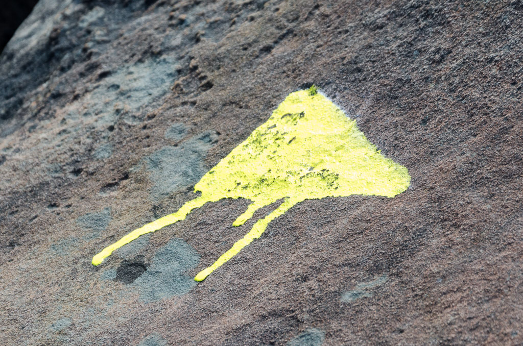 yellow-painted-track-marker
